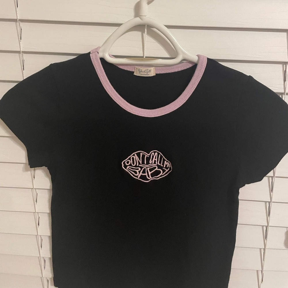 brandy melville "don't call me baby" crop top shirt